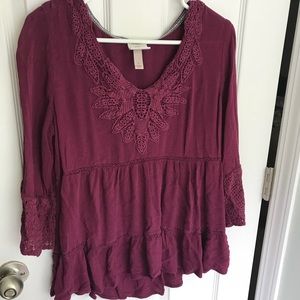 Burgundy Knox Rose Top Size Large